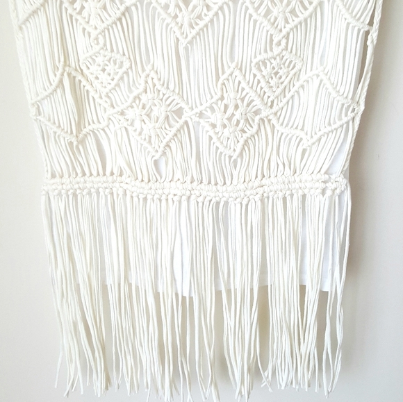 Macrame "Topper" Ivory Cotton Denim & Supply Long Fringe - Picture 4 of 6